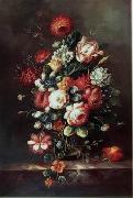 unknow artist, Floral, beautiful classical still life of flowers.063